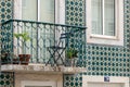 Beautiful azulejos adorn a residential building, Lisbon, Portugal